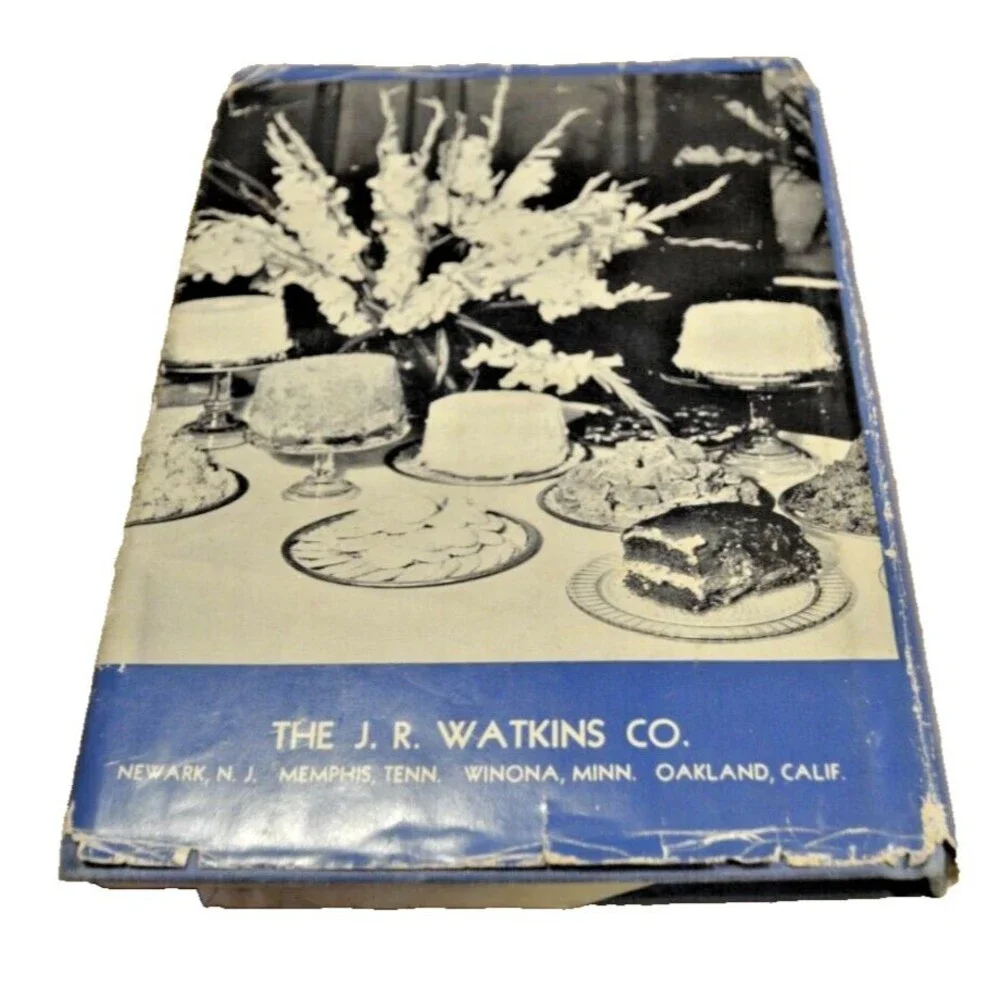 J R Watkins Cook Book Vintage 1943 4th edition Elaine Allen Dust Cover